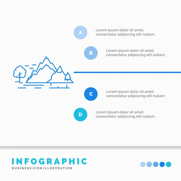 Hill Landscape Nature Mountain Tree Infographics Template Website Presentation Line — Stock Vector