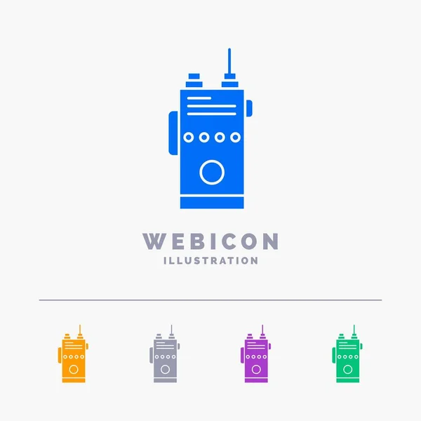 Walkie Talkie Comunicação Rádio Camping Color Glyph Web Icon Template — Vetor de Stock