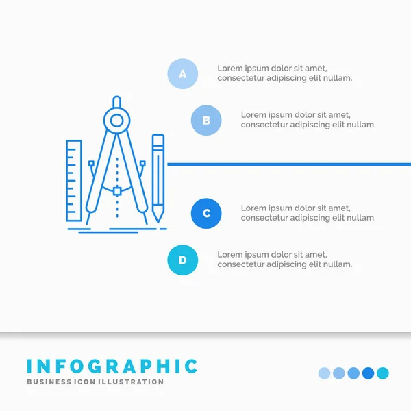 Construir Diseñar Geometría Matemáticas Herramienta Infografías Plantilla Para Sitio Web — Vector de stock