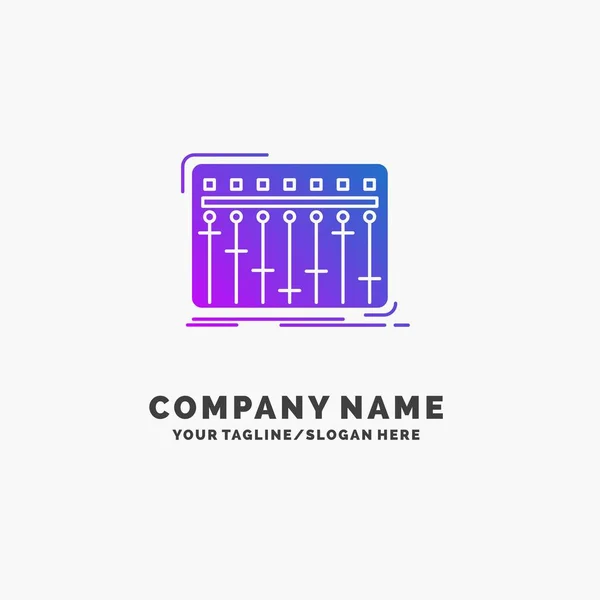 Console Mixer Música Estúdio Purple Business Logo Template Lugar Para — Vetor de Stock