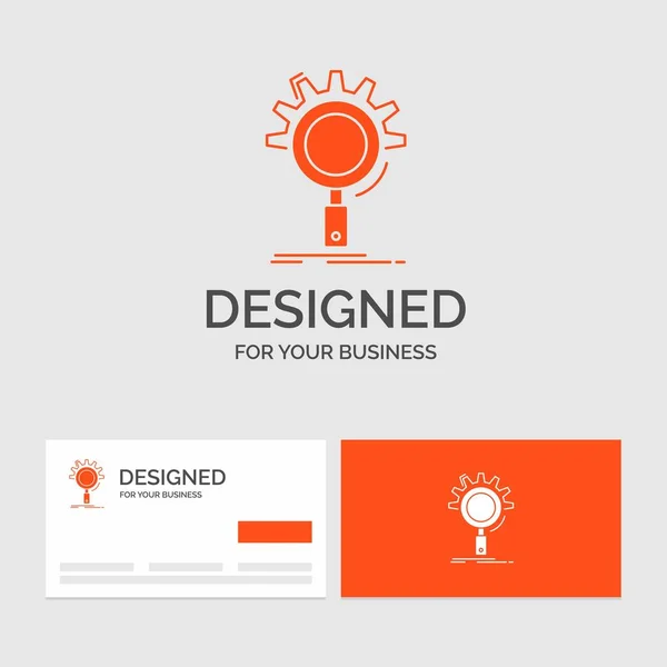 Logo Vorlage Für Seo Suche Optimierung Prozess Einstellung Orangefarbene Visitenkarten — Stockvektor