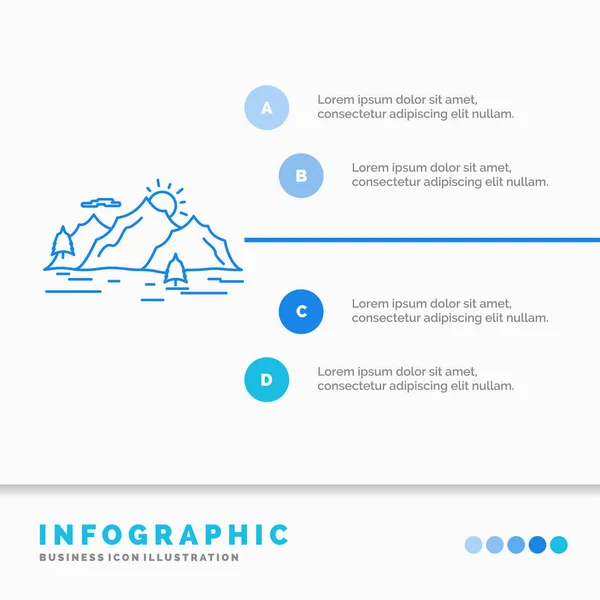 Berg Hügel Landschaft Natur Baum Infografik Vorlage Für Website Und — Stockvektor