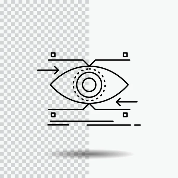 Attention Eye Focus Looking Vision Line Icon Transparent Background Black — Stock Vector