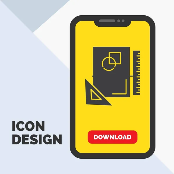 Diseño Diseño Página Boceto Bosquejo Glyph Icono Mobile Para Página — Vector de stock