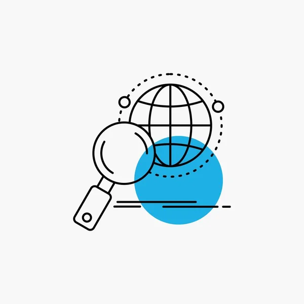 Global Globe Loupe Recherche World Line Icon — Image vectorielle