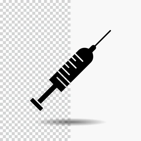 Seringue Injection Vaccin Aiguille Injection Glyph Icon Sur Fond Transparent — Image vectorielle