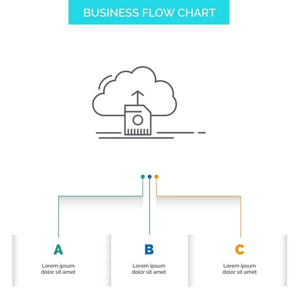 Cloud Upload Data Computing Business Flow Chart Design Com Passos — Vetor de Stock