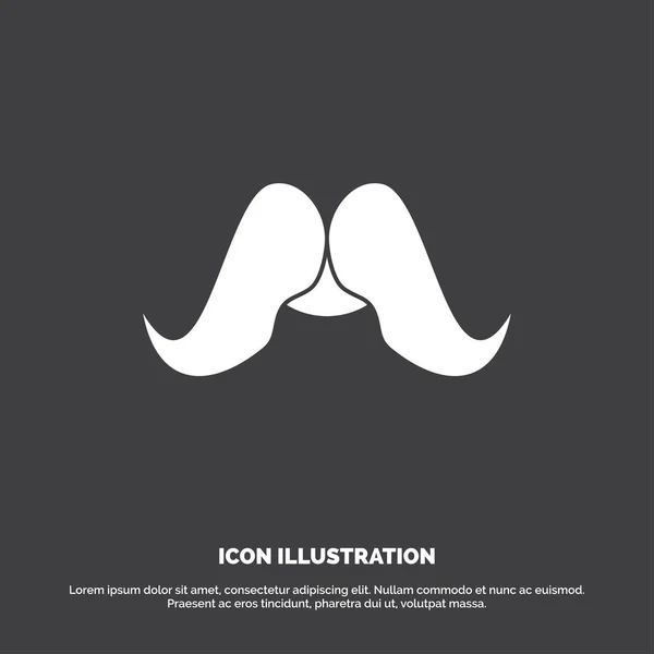 Moustache Hipster Movember Mâle Hommes Icône Symbole Vectoriel Glyphe Pour — Image vectorielle