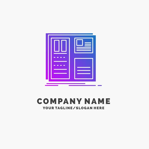 Design Grid Interface Layout Purple Business Logo Template Place Tagline — Stock Vector