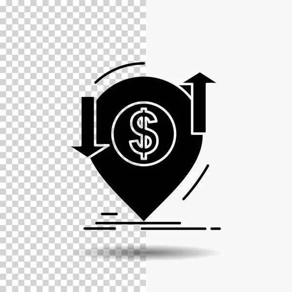 Transaction Financial Money Finance Transfer Glyph Icon Transparent Background Black — Stock Vector