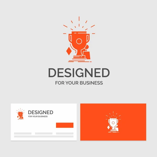 Business Logo Vorlage Für Auszeichnungen Spiel Sport Pokale Gewinner Orangefarbene — Stockvektor