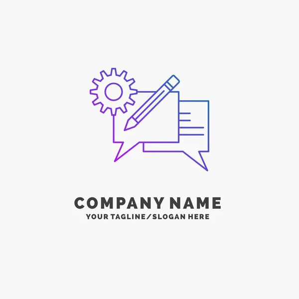 Chat Comunicação Discussão Configuração Mensagem Purple Business Logo Template Lugar — Vetor de Stock