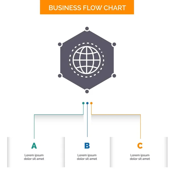 Netzwerk Global Daten Verbindung Business Flow Chart Design Mit Schritten — Stockvektor