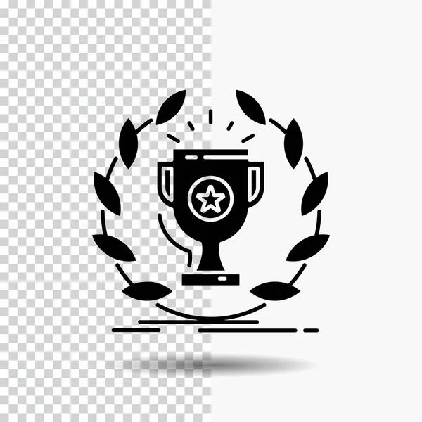 Penghargaan Piala Hadiah Hadiah Kemenangan Glyph Icon Transparent Background Ikon - Stok Vektor
