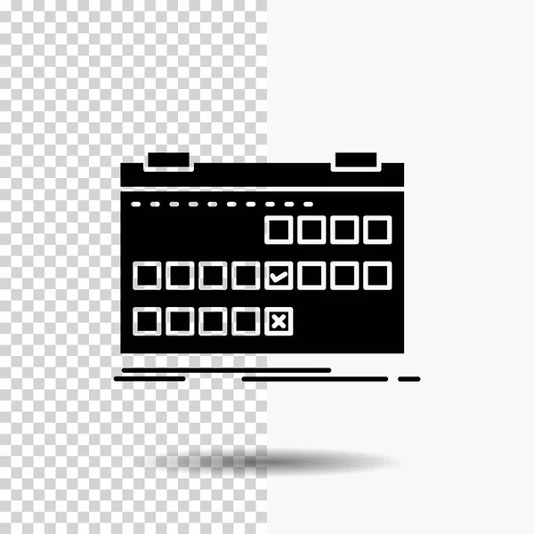 Calendrier Date Événement Publication Calendrier Glyph Icon Sur Fond Transparent — Image vectorielle