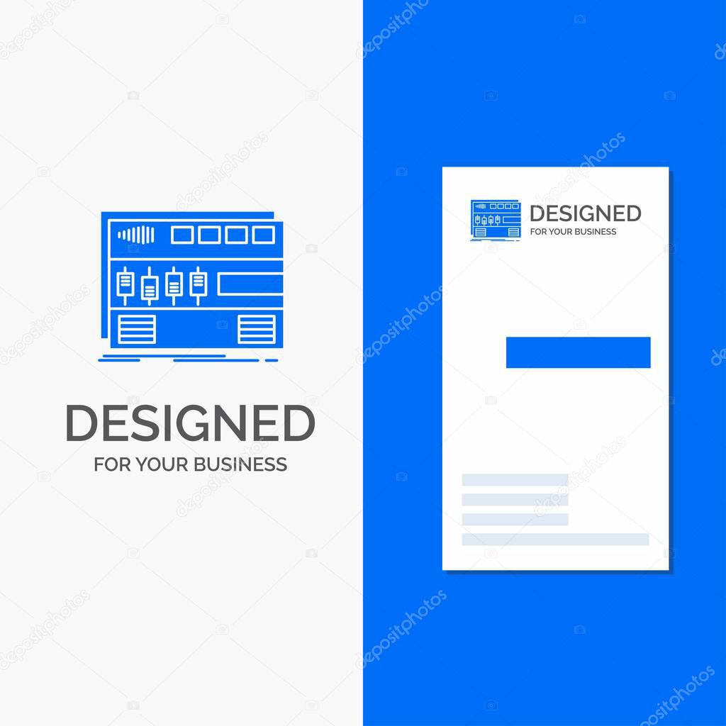 Business Logo for Audio, mastering, module, rackmount, sound. Vertical Blue Business / Visiting Card template.