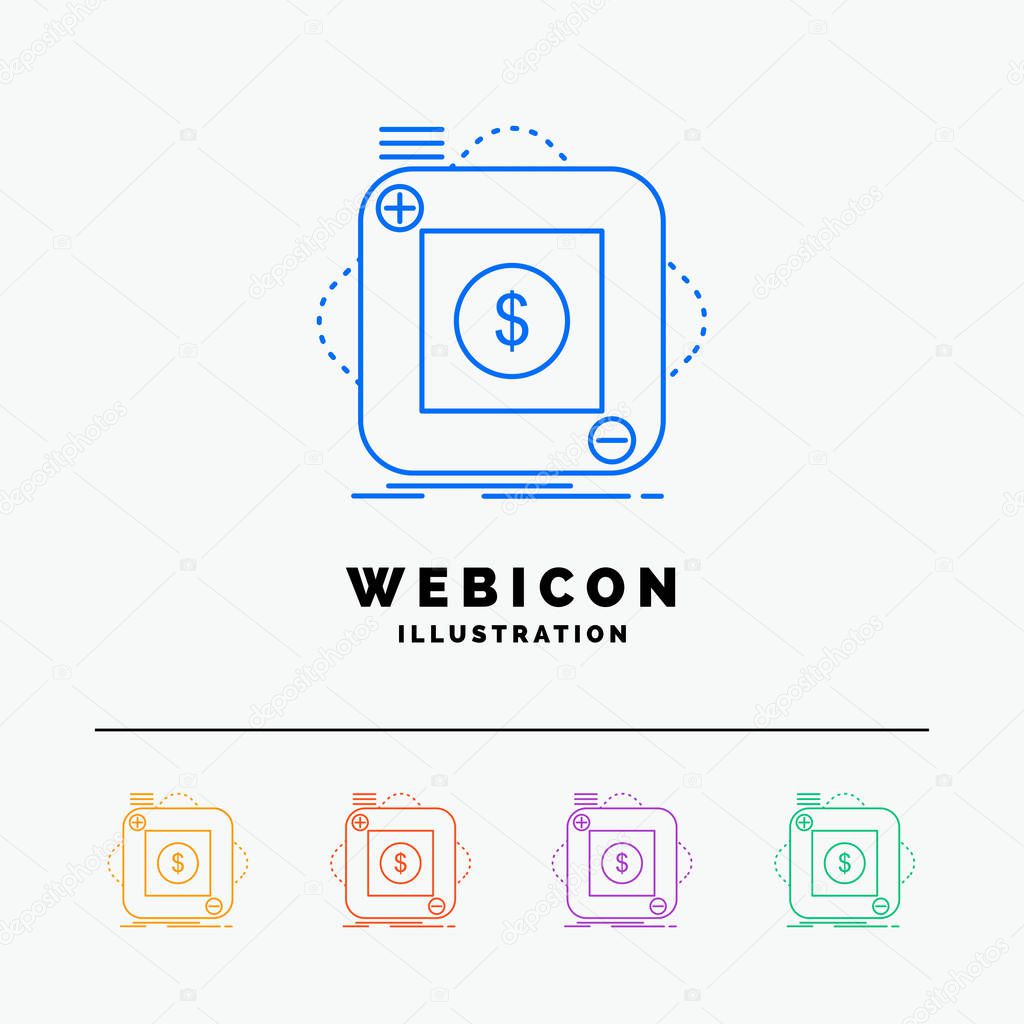 purchase, store, app, application, mobile 5 Color Line Web Icon Template isolated on white. Vector illustration