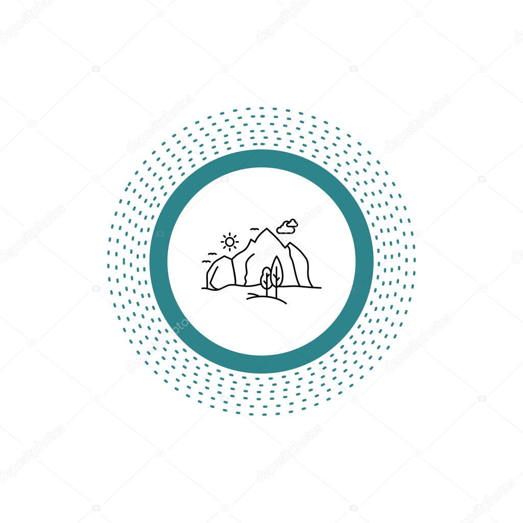 hill, landscape, nature, mountain, tree Line Icon. Vector isolated illustration