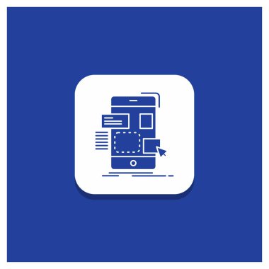 Mavi yuvarlak düğmesine sürükleyin, telefon için tasarım, UI, ux glif simgesi