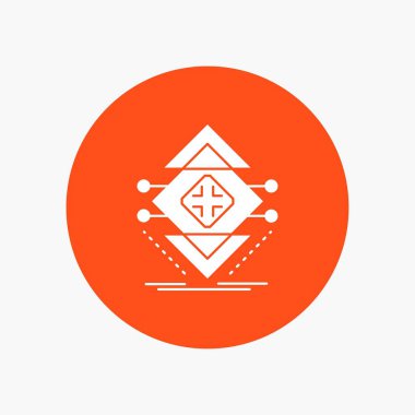 Bilgisayar, veri, altyapı, bilim, daire içinde beyaz glif simge yapısı. Düğmesi illüstrasyon vektör