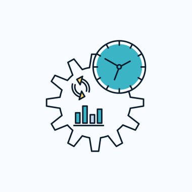 İş, mühendislik, yönetim, düz simgesi işlemek. yeşil ve sarı işaret ve sembolleri Web sitesi ve mobil appliation için. vektör çizim