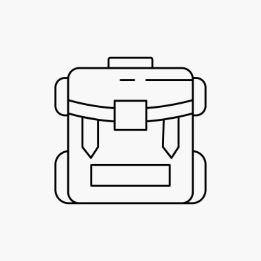 çanta, kamp, hiking, fermuar, Bagaj satırı simgesi. İzole vektör çizim