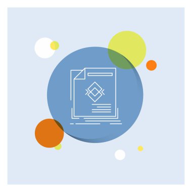 Reklam, reklam, broşür, dergi, beyaz satırı simgesi renkli daire arka plan sayfa