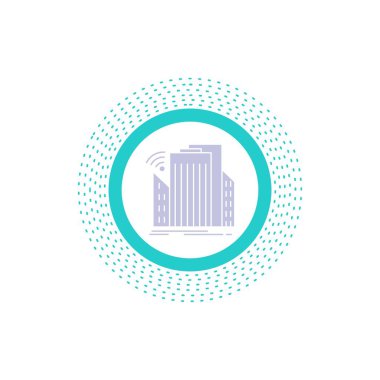 Binalar, şehir, sensör, akıllı, kentsel glif simgesi. İzole vektör çizim