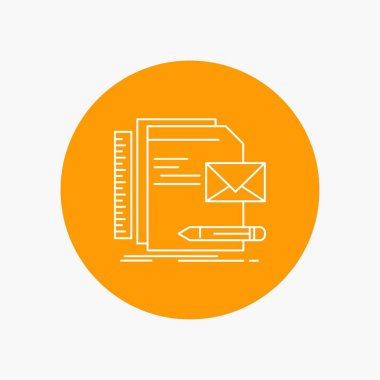 Marka, Şirket, kimlik, mektup, sunum daire arka plan beyaz satırı simgesi. vektör simge tasarlamak