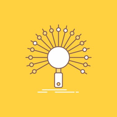 Veri, bilgi, bilgi, ağ, alma düz çizgi dolu kutsal kişilerin resmi. Güzel Logo düğme UI ve Ux, Web veya mobil uygulama için sarı arka plan üzerinde