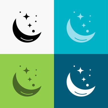 Ay, gece, star, hava, simgesi üzerinde çeşitli arka plan boşluk. glif tarzı tasarım, Web ve uygulama Eps 10 vektör çizim için tasarlanmış