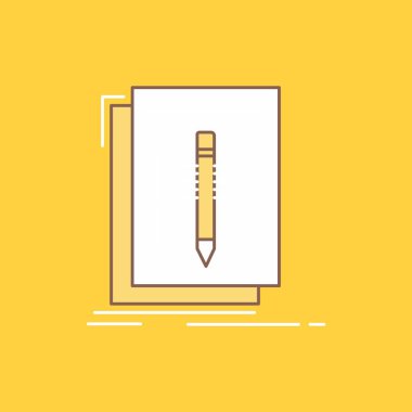 Kod, düzenleme, Editör, dil, düz çizgi simgesini dolu program. Güzel Logo düğme UI ve Ux, Web veya mobil uygulama için sarı arka plan üzerinde