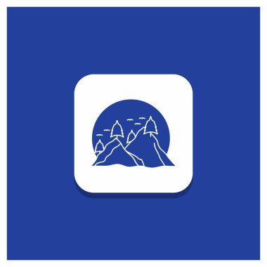 Mavi yuvarlak düğmesi için hill, manzara, Doğa, dağ, Güneş glif simgesi