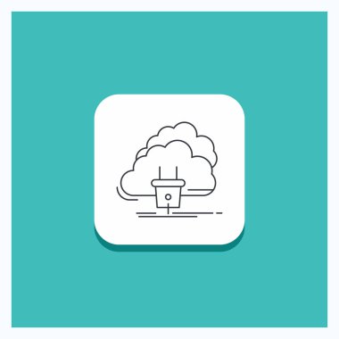 Satırı simgesi turkuaz arka plan yuvarlak düğmesi için bulut, bağlantı, enerji, ağ, güç