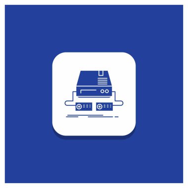 Mavi yuvarlak düğmesi için konsol, oyun, oyun, yastık, sürücü glif simgesi