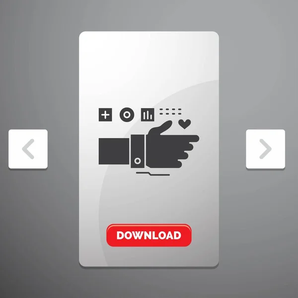 การตรวจสอบ เทคโนโลย ตเนส วใจ Pulse Glyph Icon Carousal Pagination Slider — ภาพเวกเตอร์สต็อก