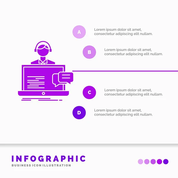 Supporto Chat Cliente Servizio Aiuto Modello Infografico Sito Web Presentazione — Vettoriale Stock