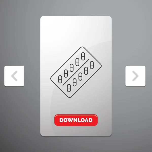 타블렛 페이지 슬라이더 디자인 다운로드 버튼에 아이콘 — 스톡 벡터