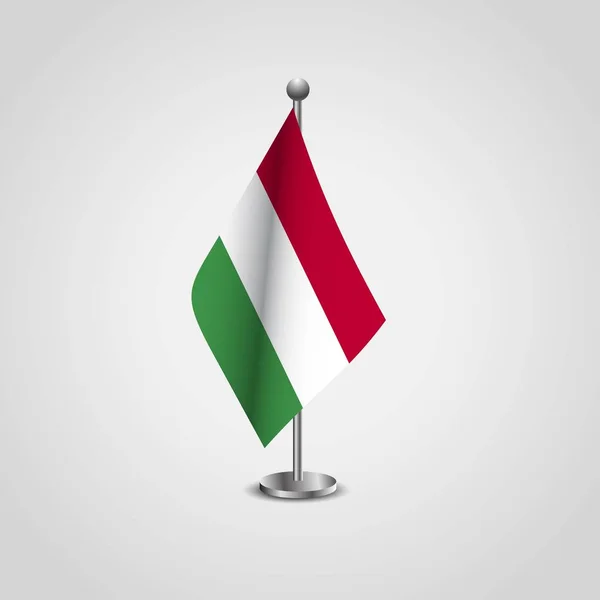 Držák Vlajky Ilustrace Maďarsko — Stockový vektor