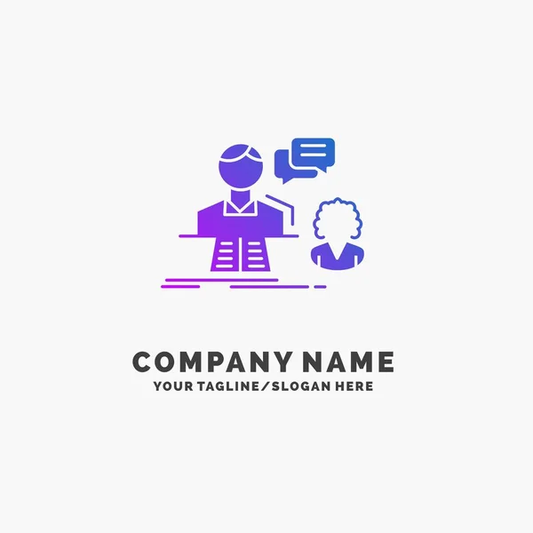 Consultation Chat Réponse Contact Support Modèle Logo Entreprise Violet Place — Image vectorielle