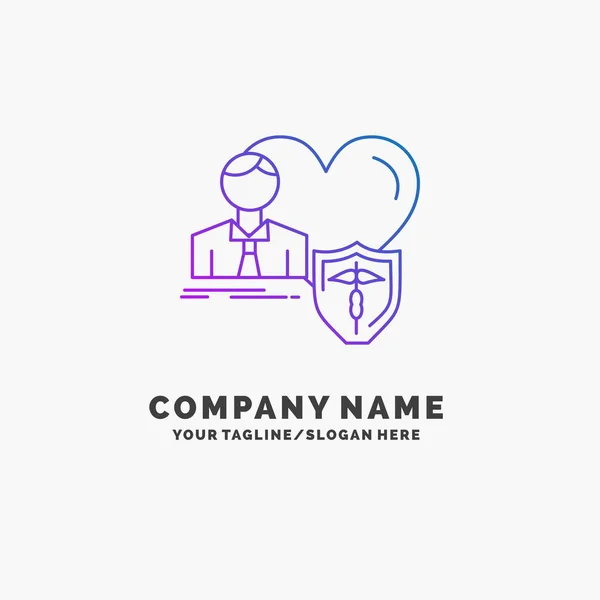 Seguro Família Casa Proteger Coração Purple Business Logo Template Lugar — Vetor de Stock