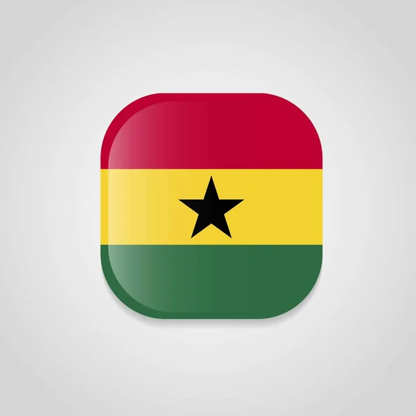 Kulaté Tlačítko Návrh Vlajka Ghany — Stockový vektor
