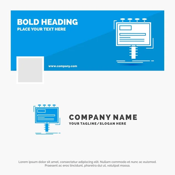Blue Business Logo Template Advertisement Advertising Billboard Promo Facebook Timeline — Stock Vector