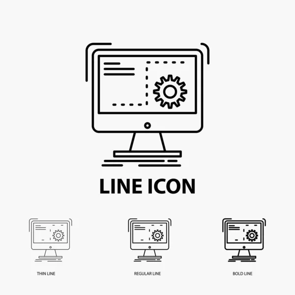 Comando Ordenador Función Proceso Icono Progreso Estilo Línea Delgada Regular — Archivo Imágenes Vectoriales