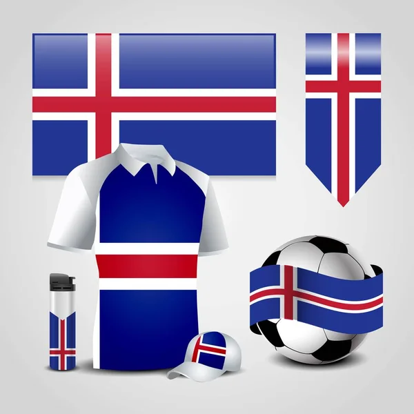 Islande Pays Drapeau Place Sur Shirt Briquet Bal Football Football — Image vectorielle