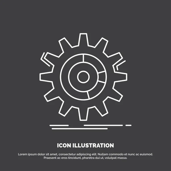 Setting Data Management Process Progress Icon Símbolo Vectorial Línea Para — Vector de stock