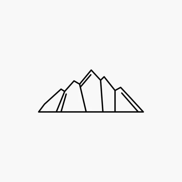 Hill Landschap Natuur Berg Scène Lijn Pictogram Vectorillustratie Geïsoleerd — Stockvector