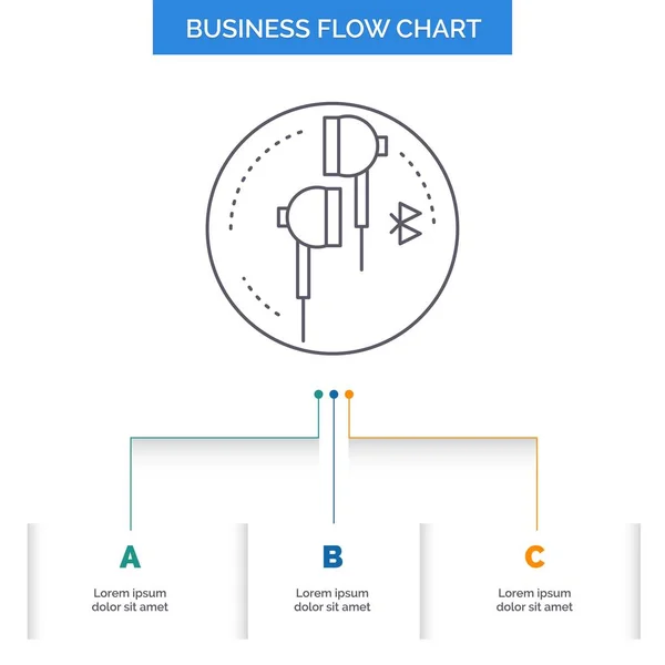 Headphone Orelha Telefone Bluetooth Música Business Flow Chart Design Com —  Vetores de Stock