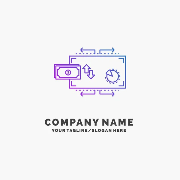 Financiën Stroom Marketing Geld Betalingen Paarse Business Logo Template Plaats — Stockvector