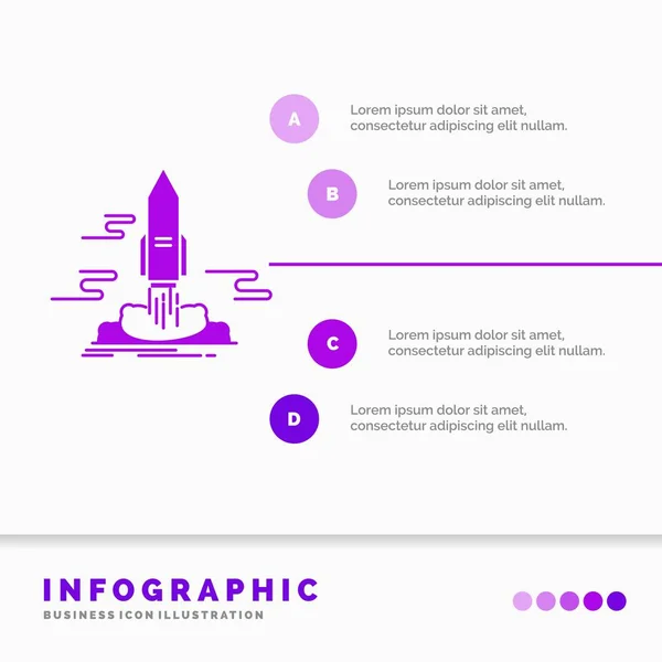 Lançamento Publicar App Shuttle Espaço Infográficos Modelo Para Site Apresentação — Vetor de Stock